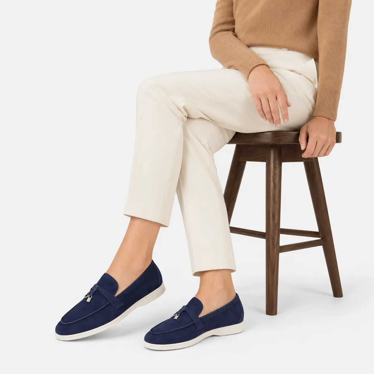 Mocassins à Glands en Daim Bleu Marine | Lison