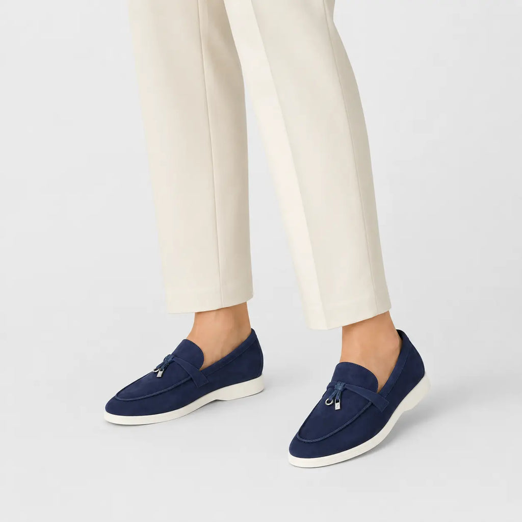 Mocassins à Glands en Daim Bleu Marine | Lison