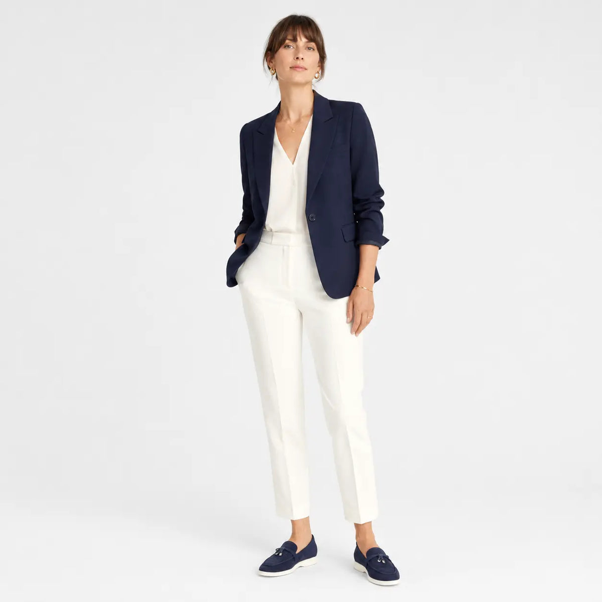 Mocassins à Glands en Daim Bleu Marine | Lison