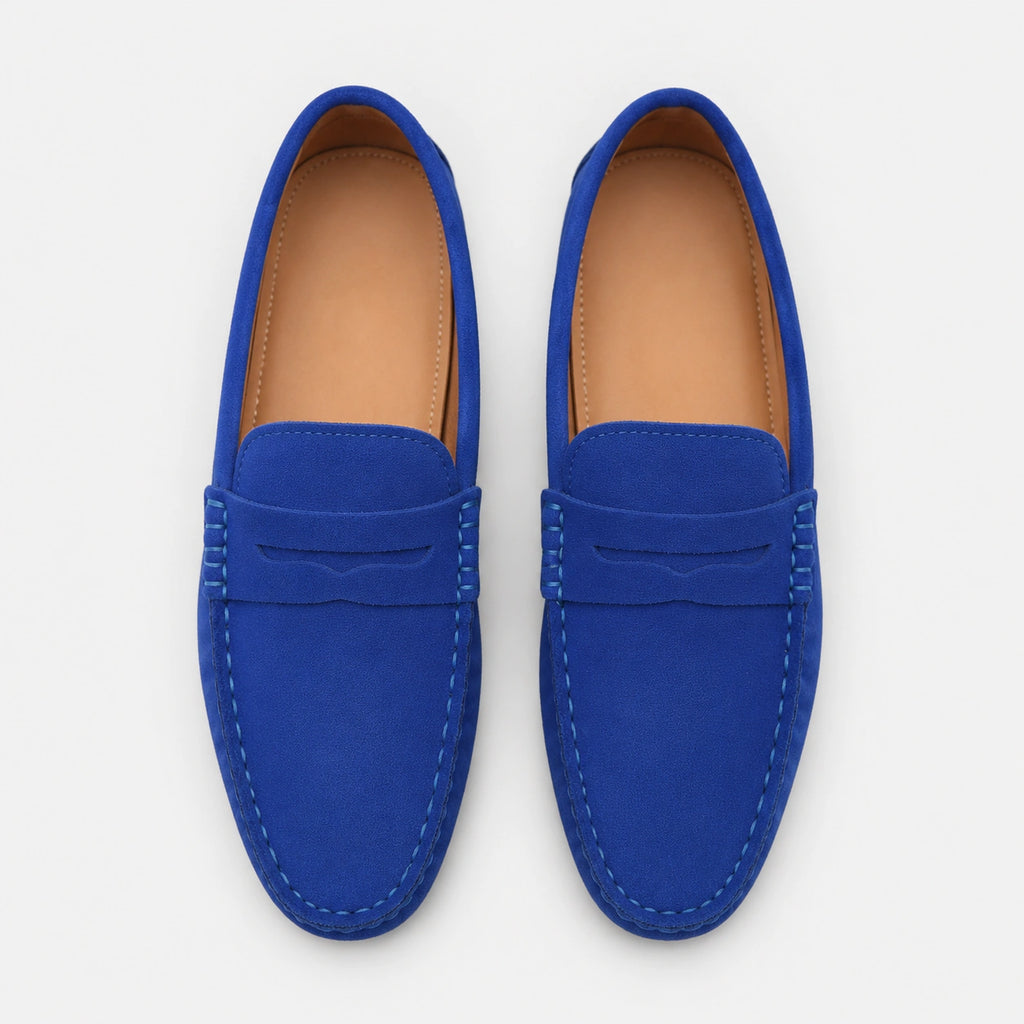 Mocassin en Daim Bleu Femme | Louise