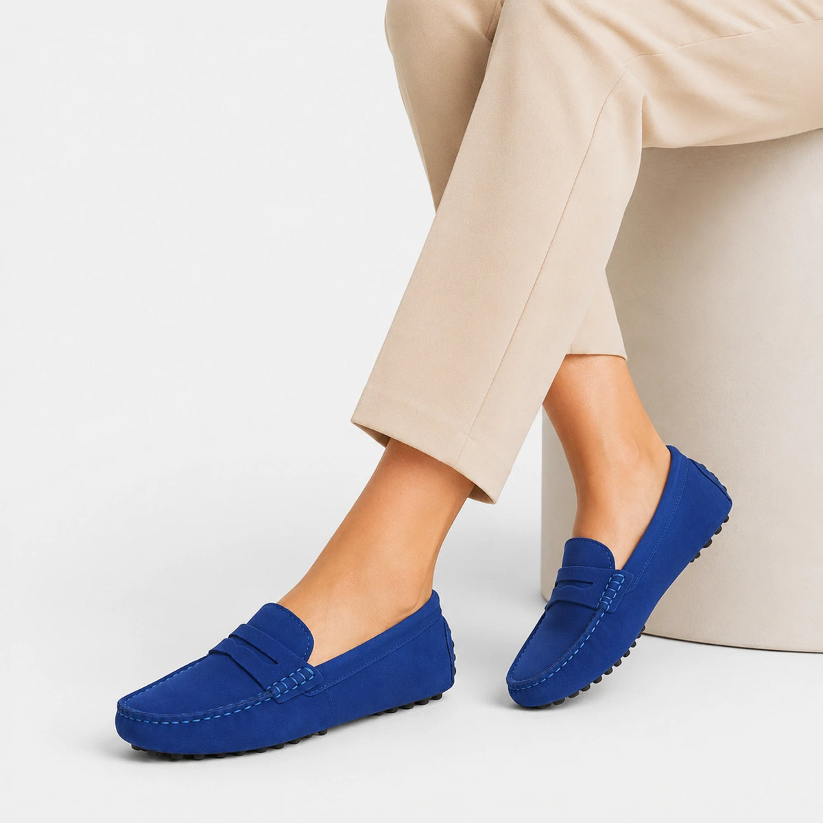 Mocassin en Daim Bleu Femme | Louise