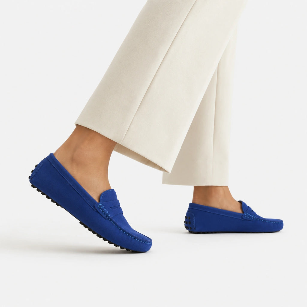 Mocassin en Daim Bleu Femme | Louise