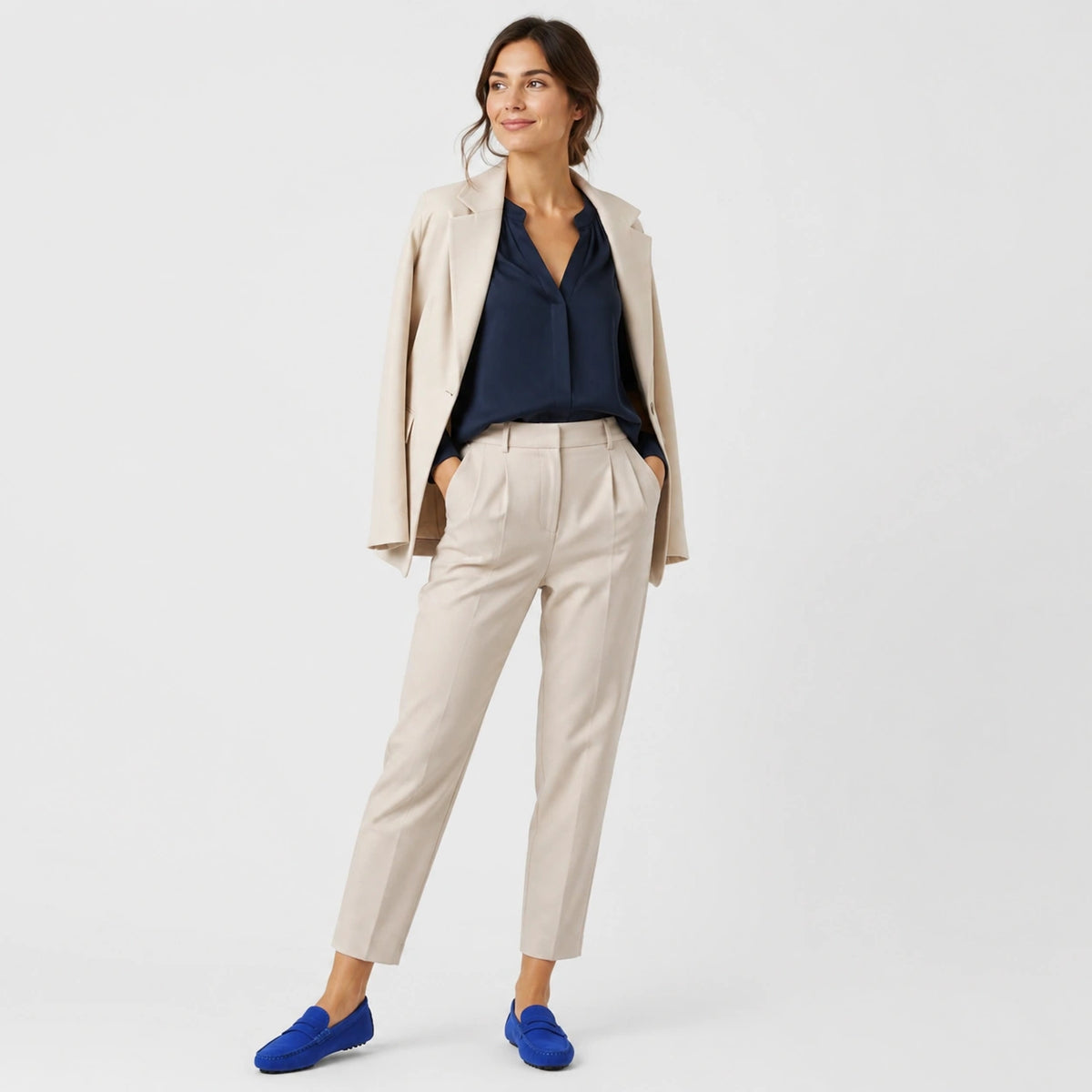 Mocassin en Daim Bleu Femme | Louise