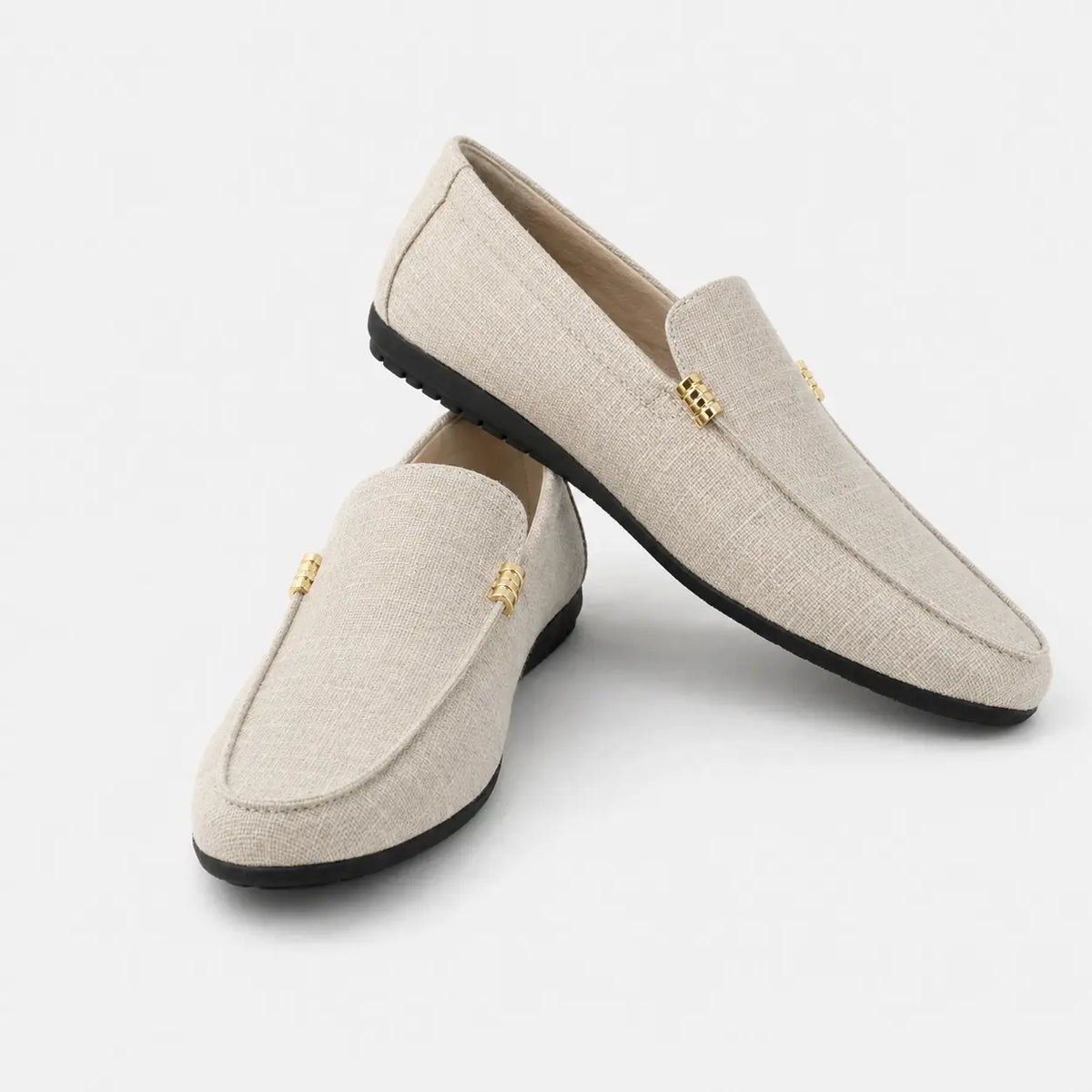 Mocassin Tissu Beige Casual avec Barrette Dorée pour Homme | Lucien