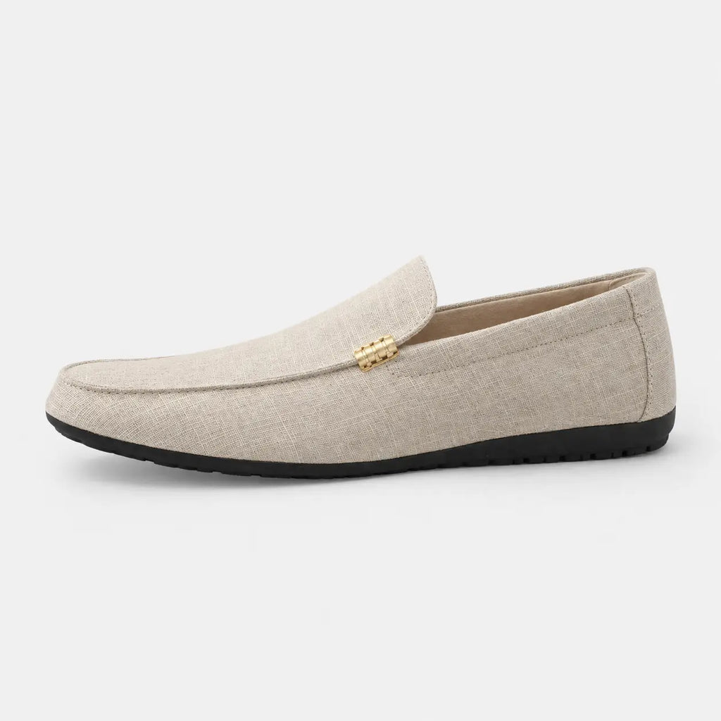Mocassin Tissu Beige Casual avec Barrette Dorée pour Homme | Lucien