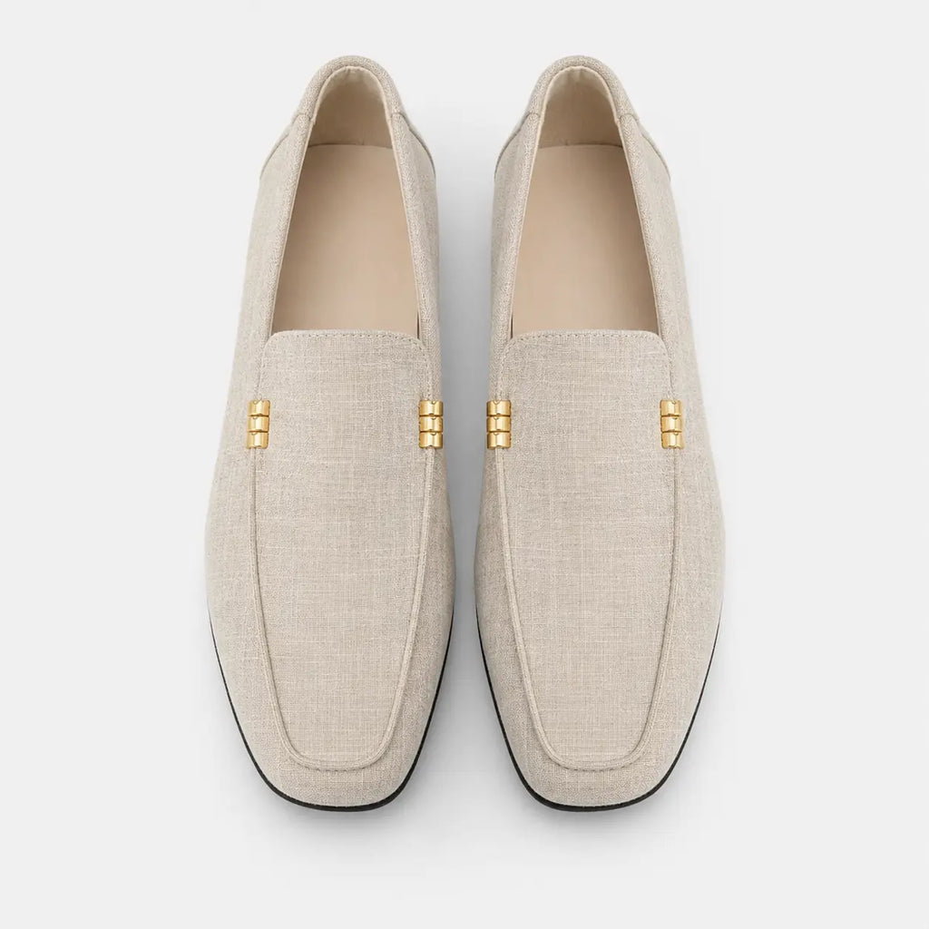 Mocassin Tissu Beige Casual avec Barrette Dorée pour Homme | Lucien