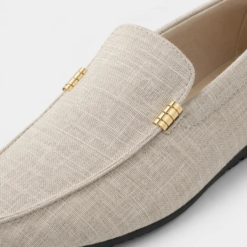 Mocassin Tissu Beige Casual avec Barrette Dorée pour Homme | Lucien