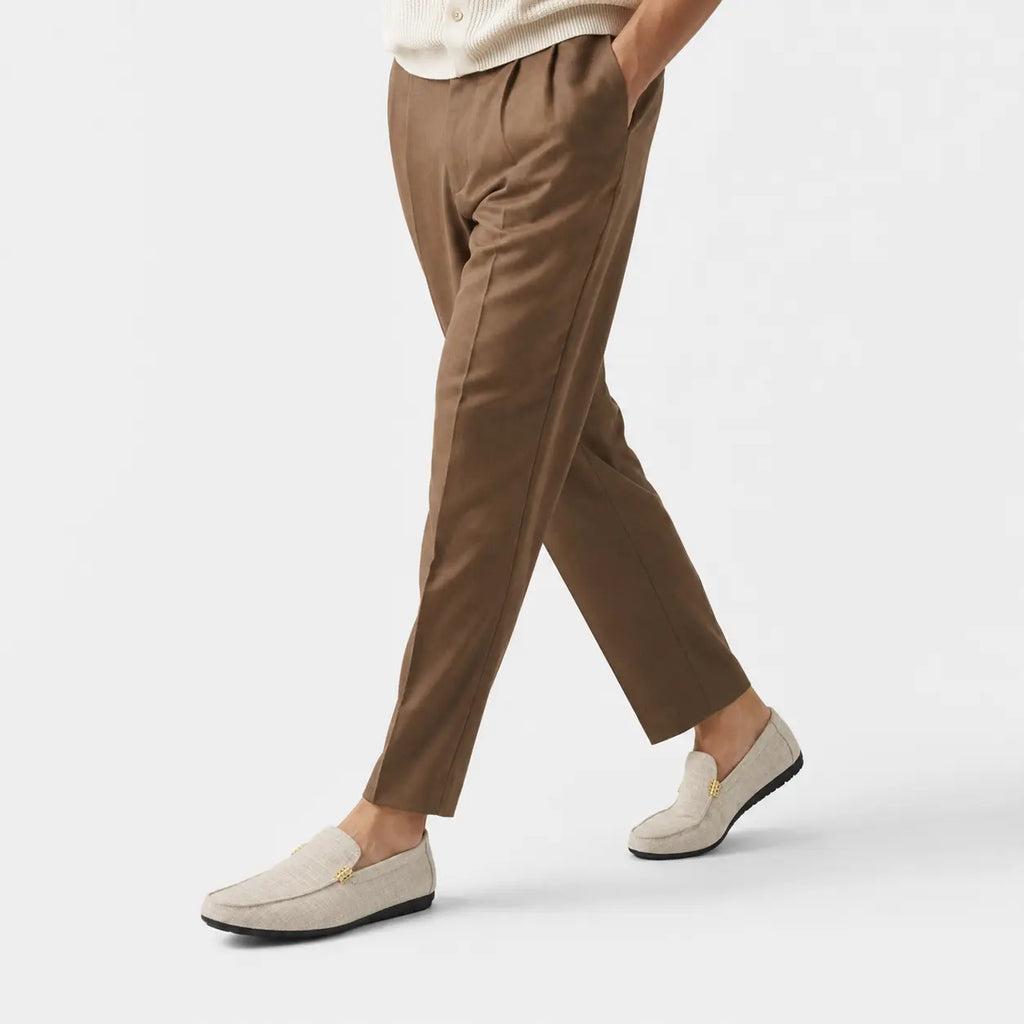 Mocassin Tissu Beige Casual avec Barrette Dorée pour Homme | Lucien