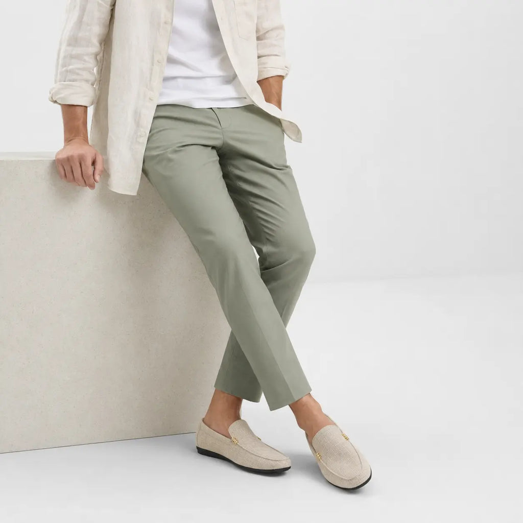 Mocassin Tissu Beige Casual avec Barrette Dorée pour Homme | Lucien
