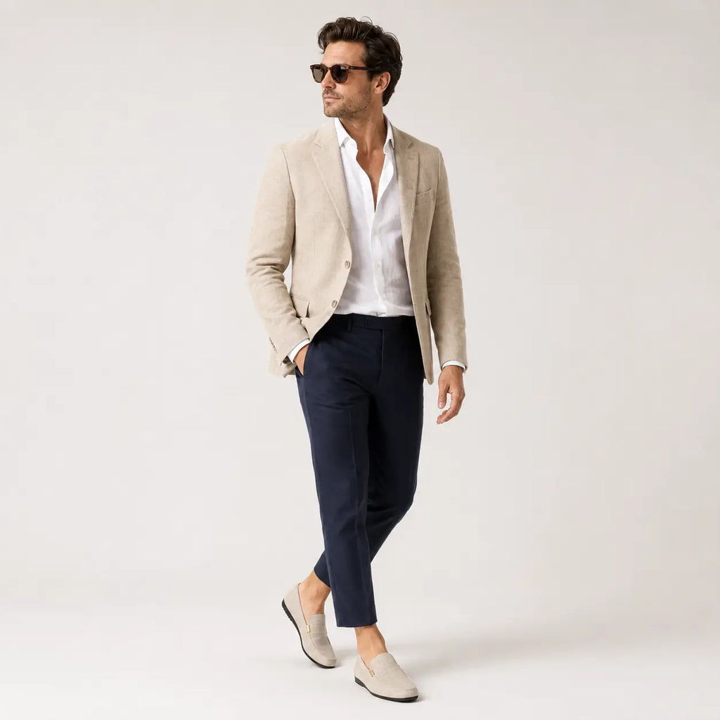 Mocassin Tissu Beige Casual avec Barrette Dorée pour Homme | Lucien