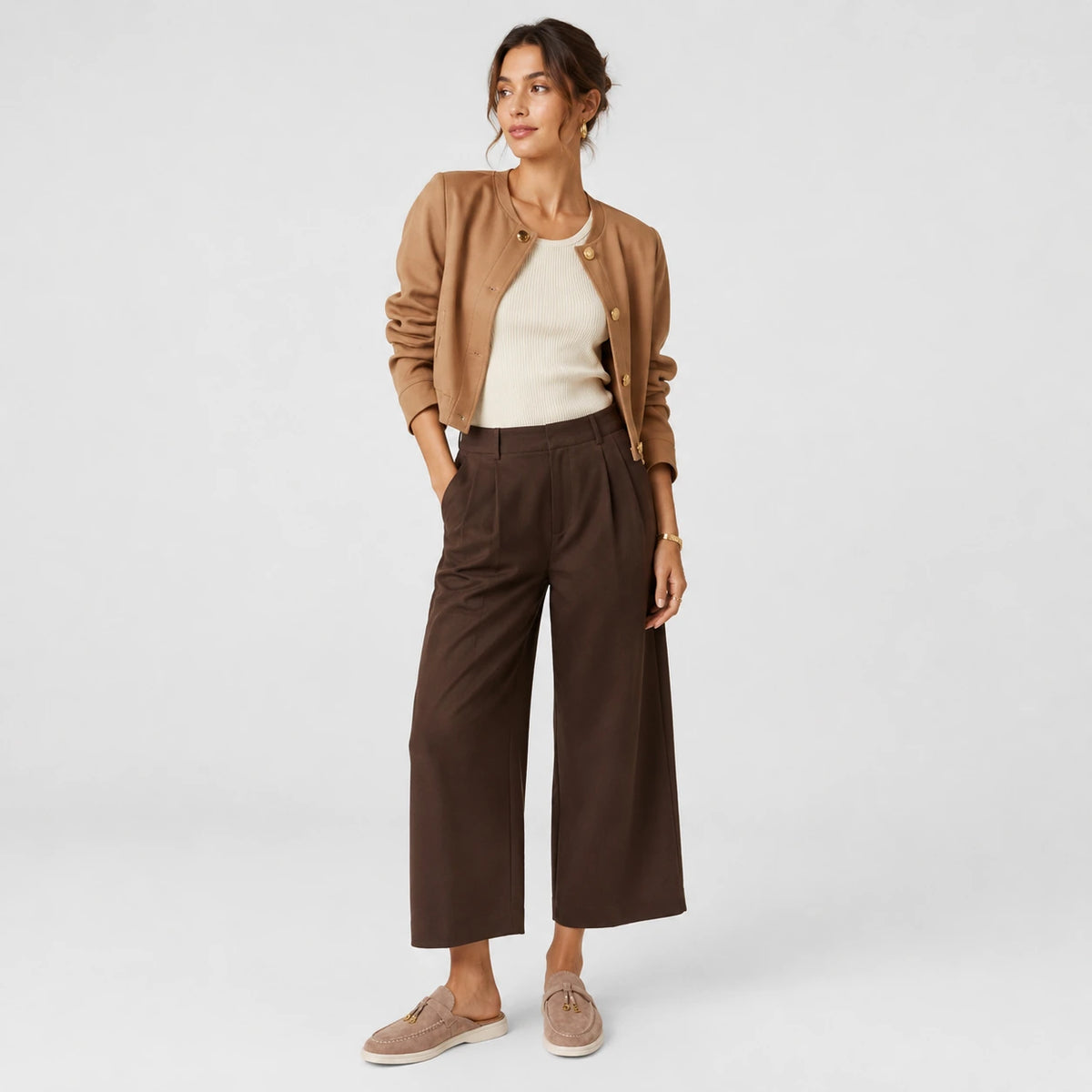 Mocassin Ouvert Marron Clair à Glands Femme | Margaux