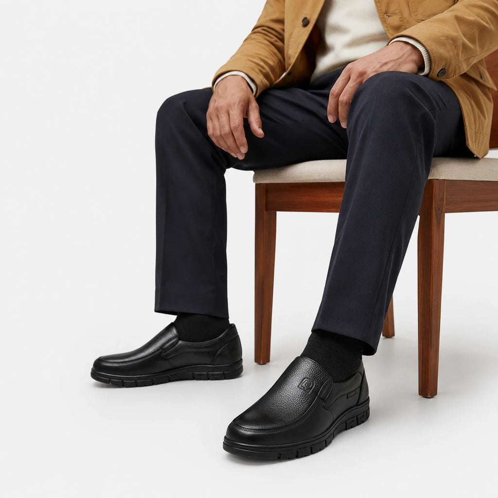 Mocassin Confort Semelle Épaisse Confort en Cuir Noir Homme | Martin
