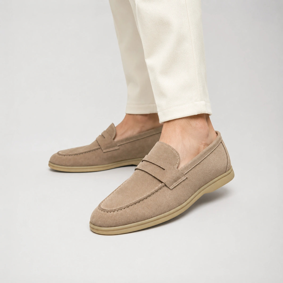 Mocassin en Daim Beige Homme | Mathieu