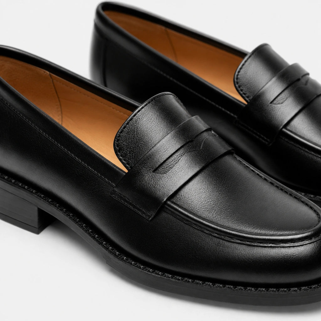 Mocassin en Cuir Vernis Noir à Talon pour Femme | Mathilde