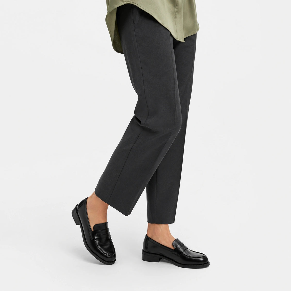 Mocassin en Cuir Vernis Noir à Talon pour Femme | Mathilde
