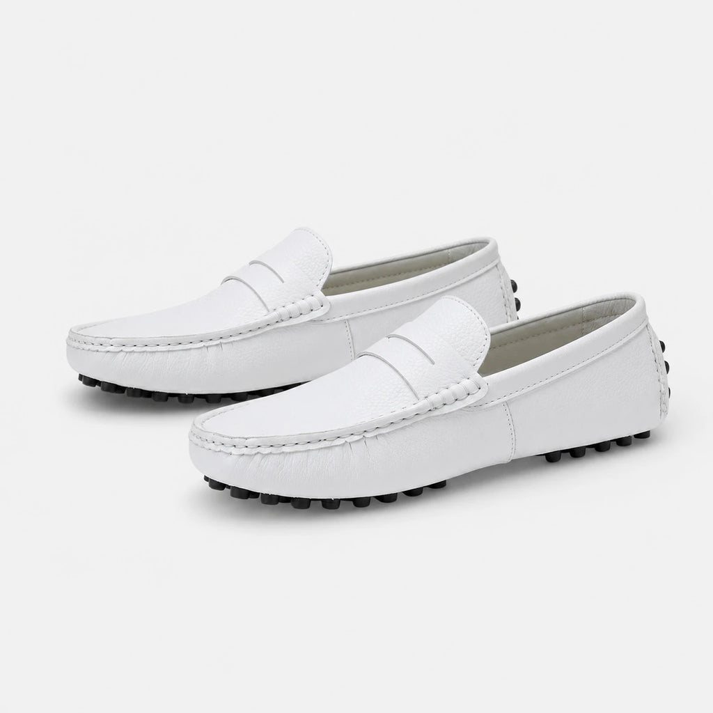 Mocassin pour Bateau en Cuir Vernis Blanc Homme | Mathis