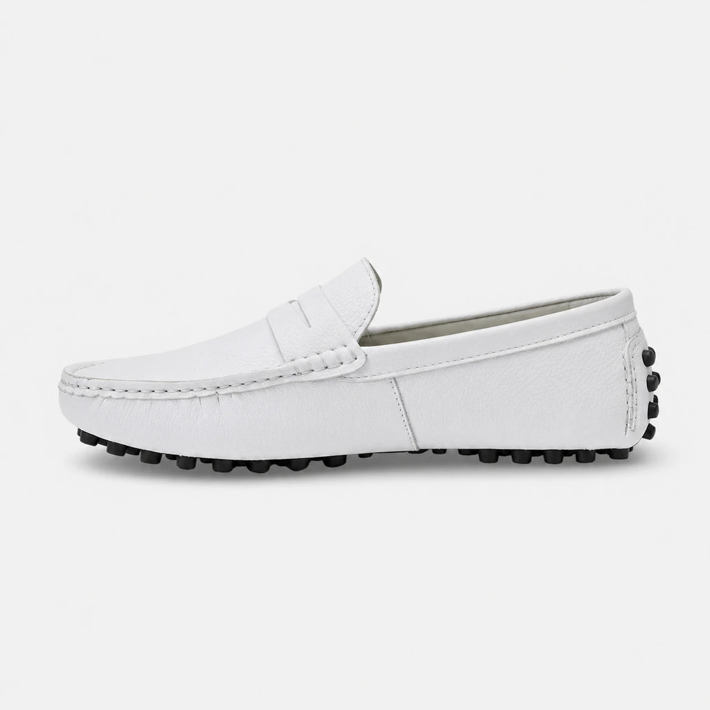 Mocassin pour Bateau en Cuir Vernis Blanc Homme | Mathis