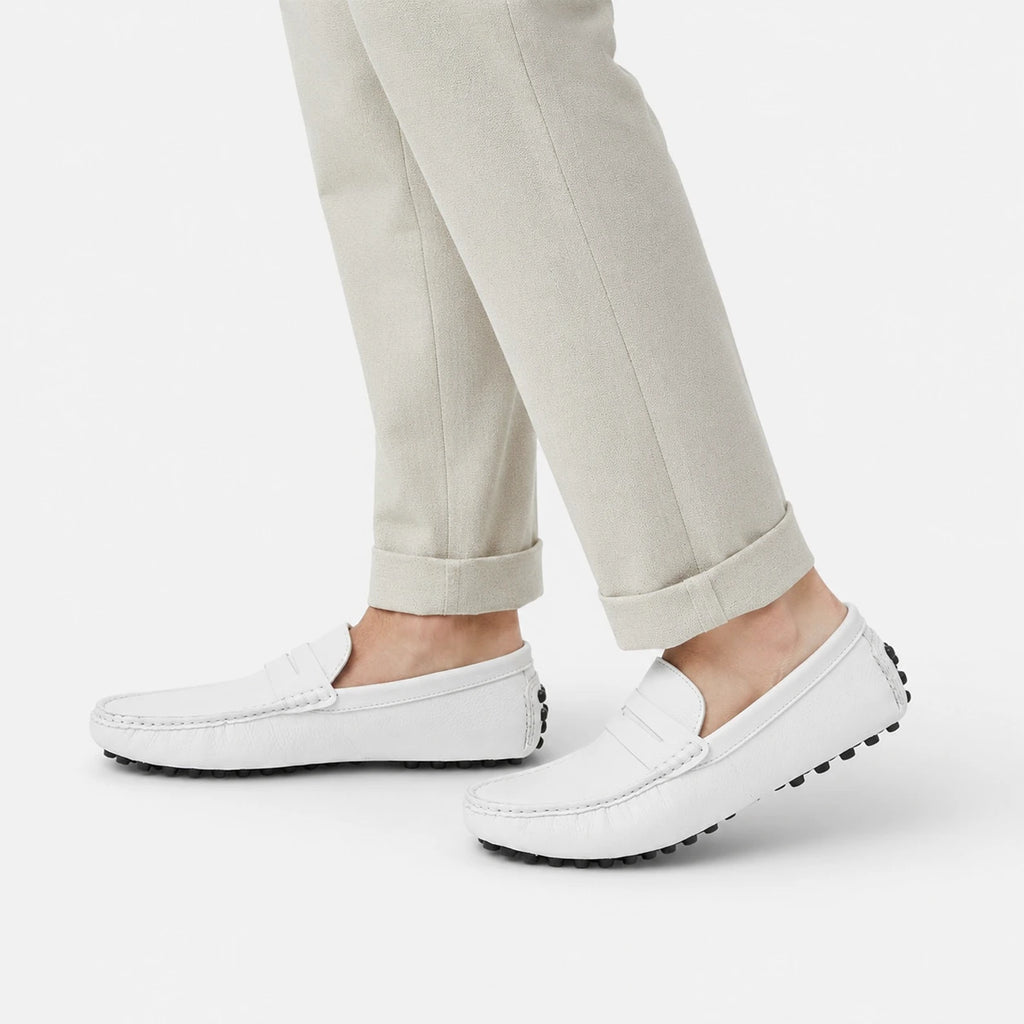 Mocassin pour Bateau en Cuir Vernis Blanc Homme | Mathis