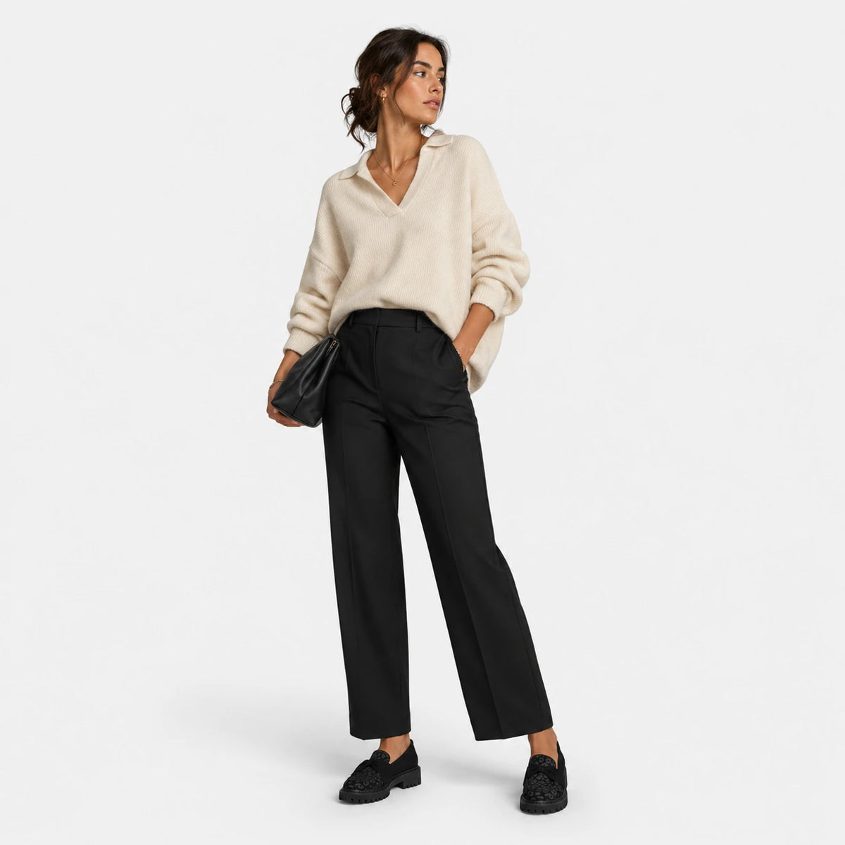 Mocassin Noir Imprimé Léopard Femme | Maureen