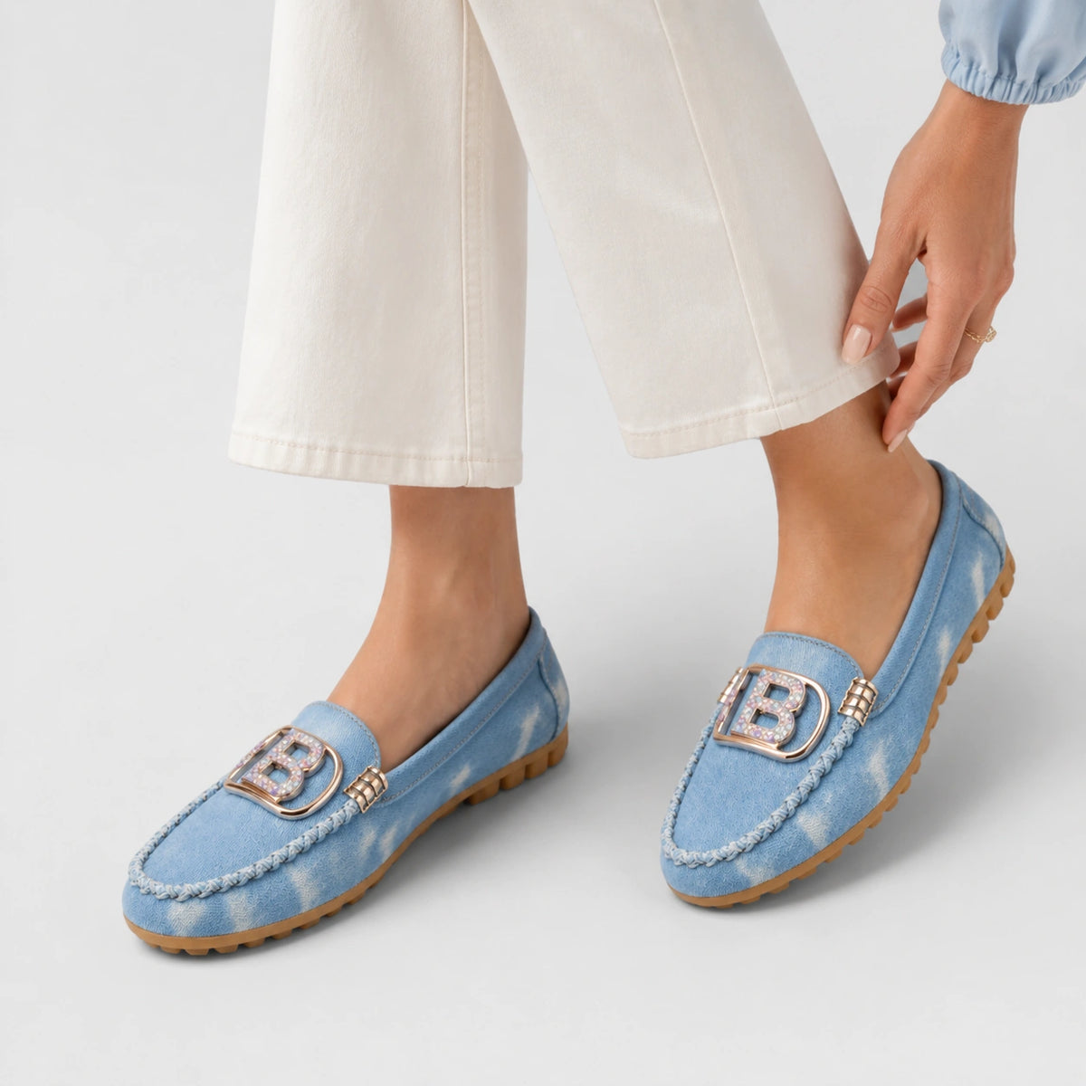 Mocassin en Jean Bleu Femme Bijoux | Morgane