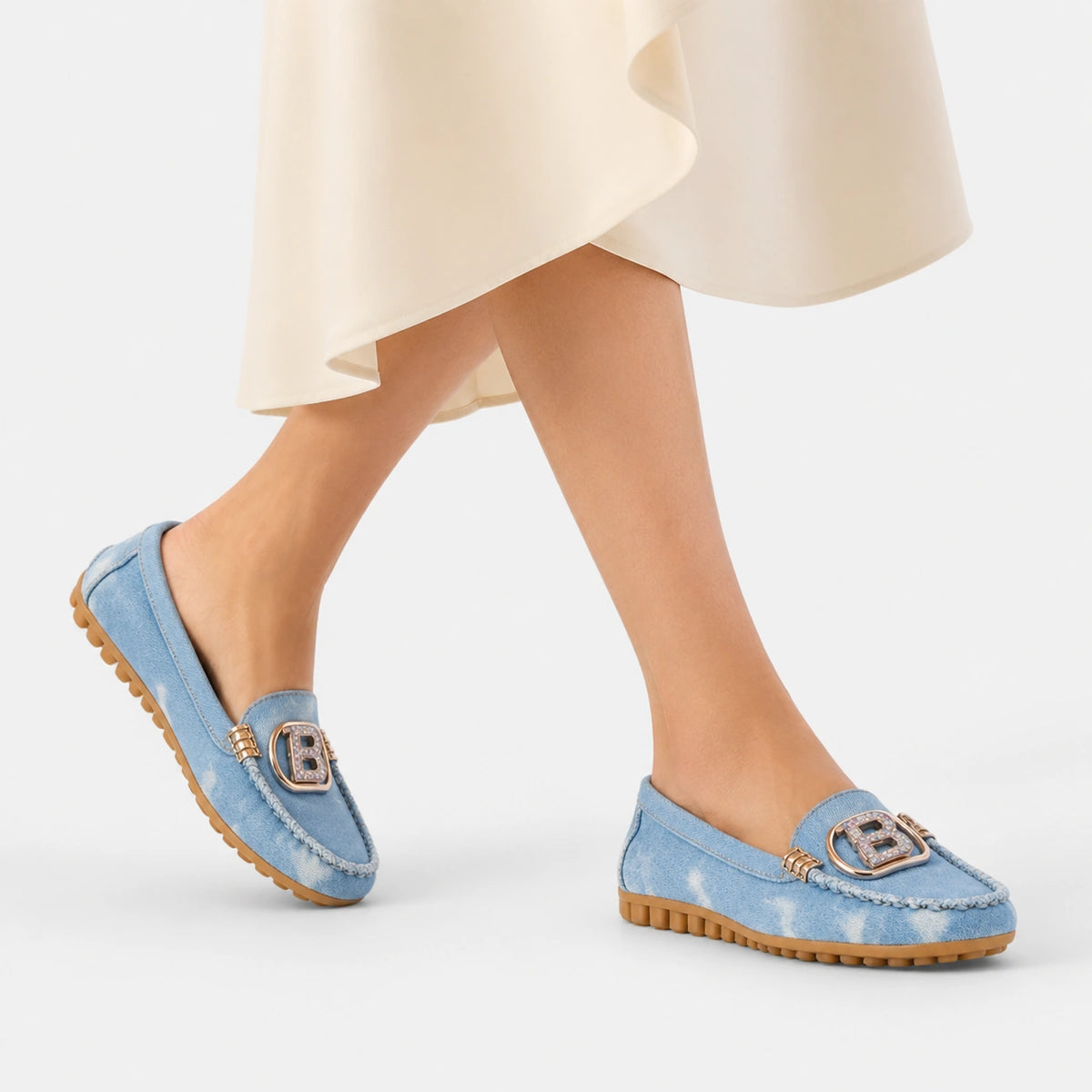 Mocassin en Jean Bleu Femme Bijoux | Morgane