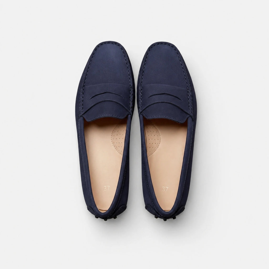 Mocassin en Daim Marine pour Femme | Nadege