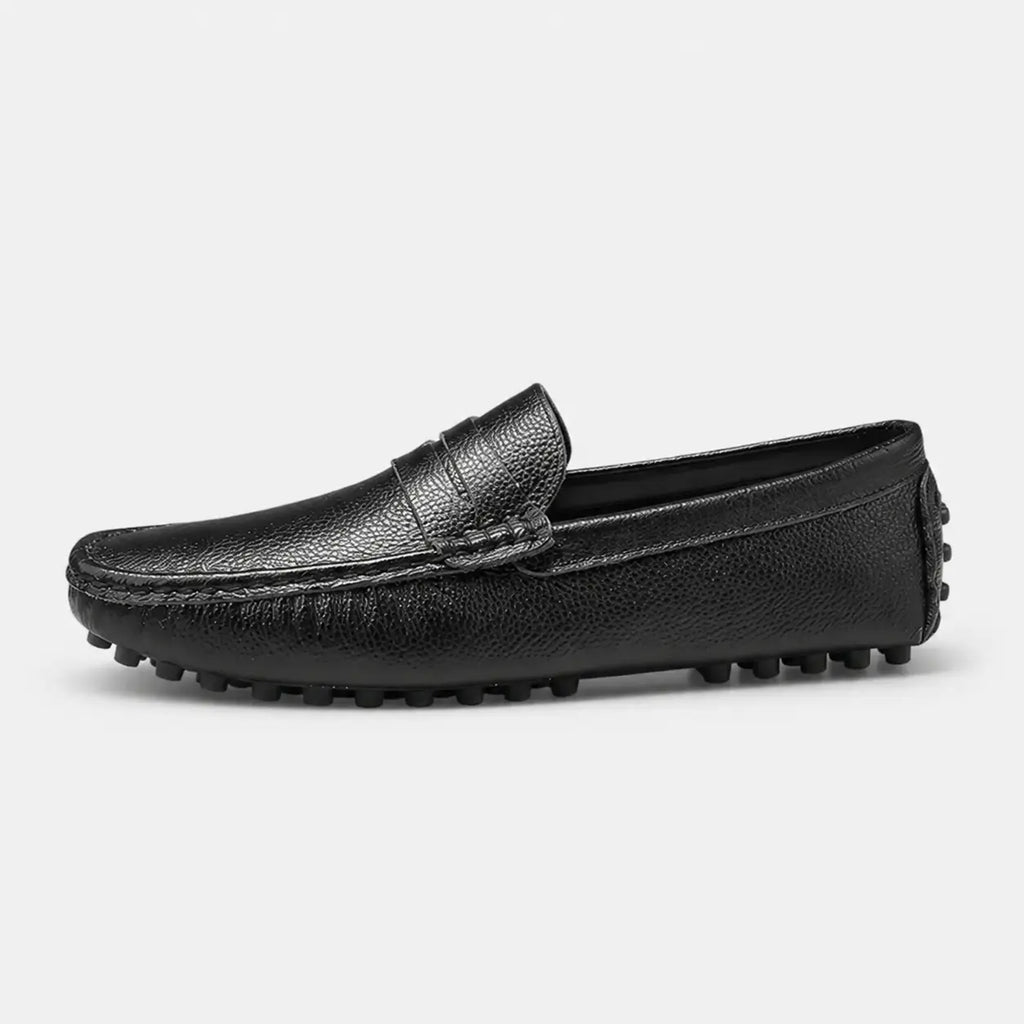 Mocassin pour Bateau en Cuir Vernis Noir Homme | Nathan