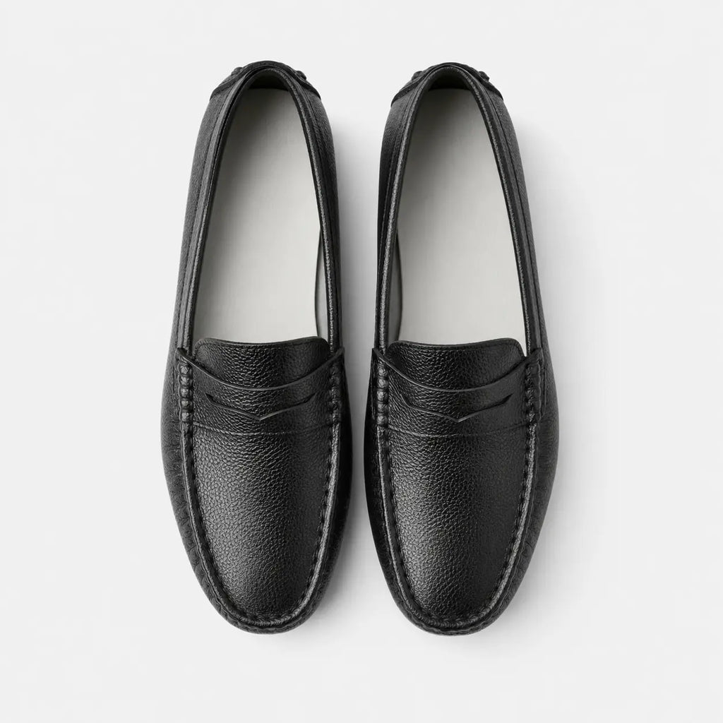 Mocassin pour Bateau en Cuir Vernis Noir Homme | Nathan