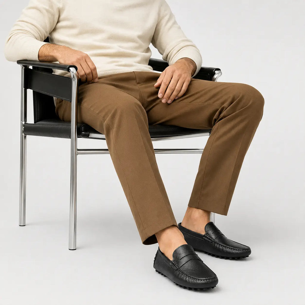 Mocassin pour Bateau en Cuir Vernis Noir Homme | Nathan