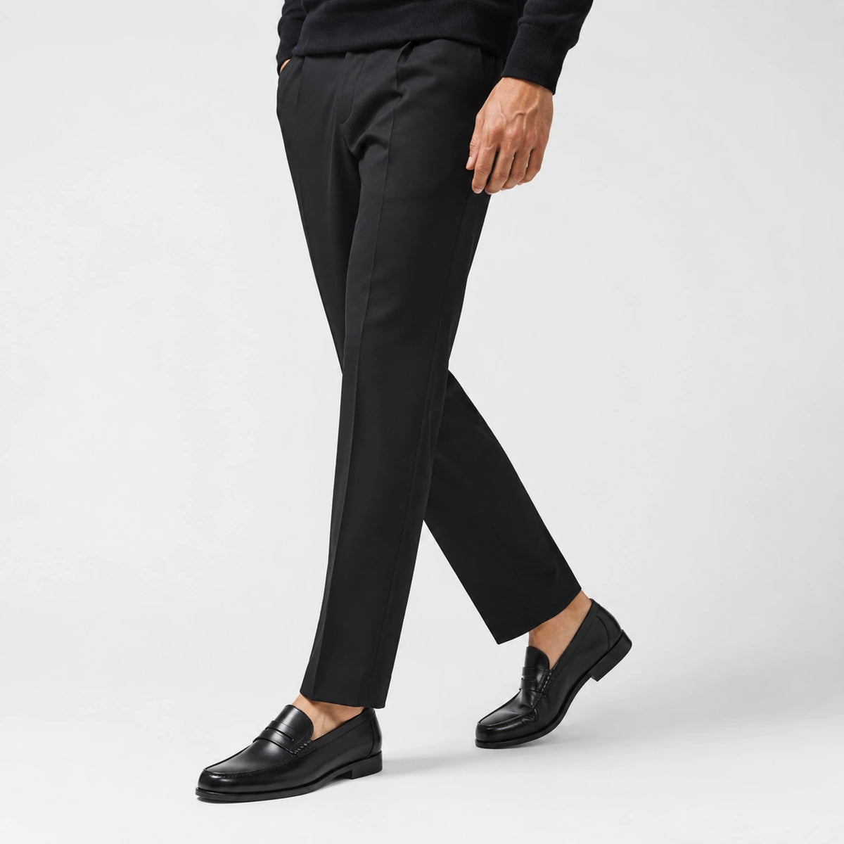 Mocassin en Cuir Noir Vernis à Talon | Nicolas