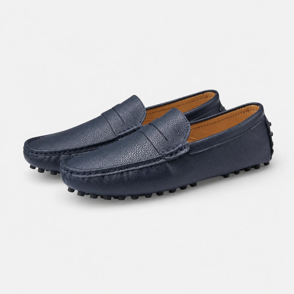 Mocassin pour Bateau en Cuir Vernis Bleu Marine Homme | Noé