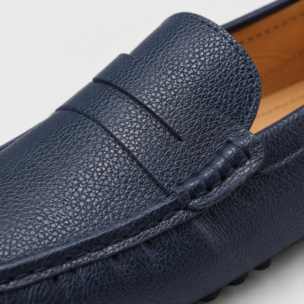 Mocassin pour Bateau en Cuir Vernis Bleu Marine Homme | Noé