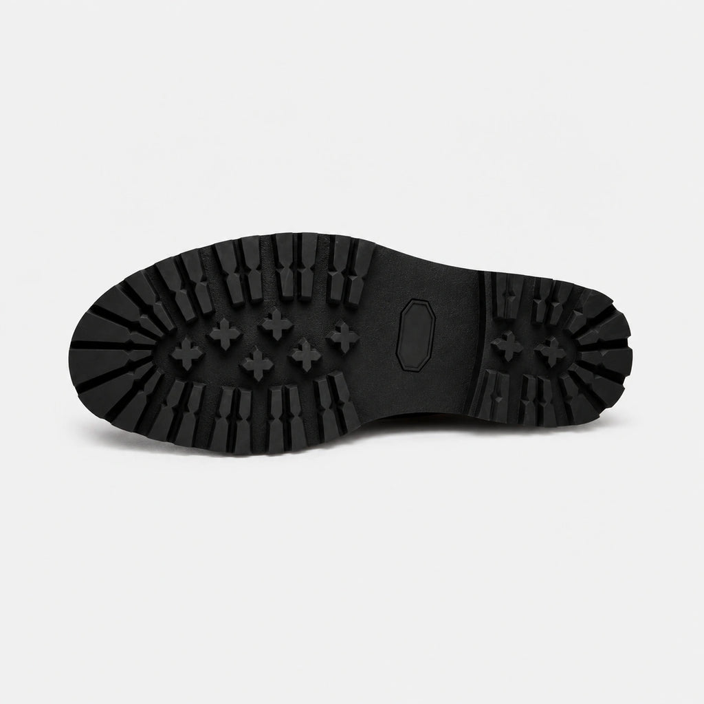 Mocassin en Cuir Noir Vernis à Motifs Compensé pour Homme | Norbert