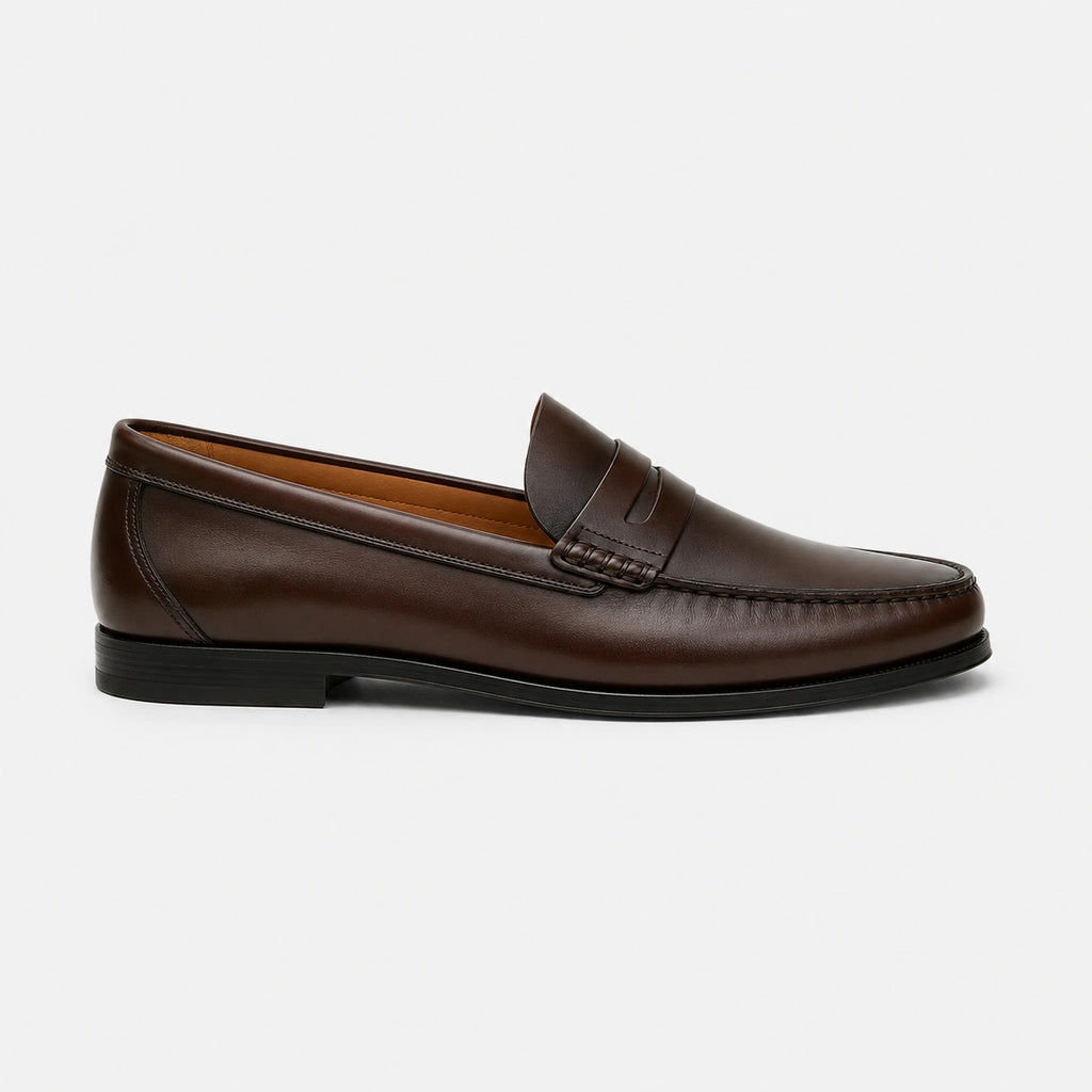 Mocassin Homme Cuir Marron Vernis à Talon | Orion