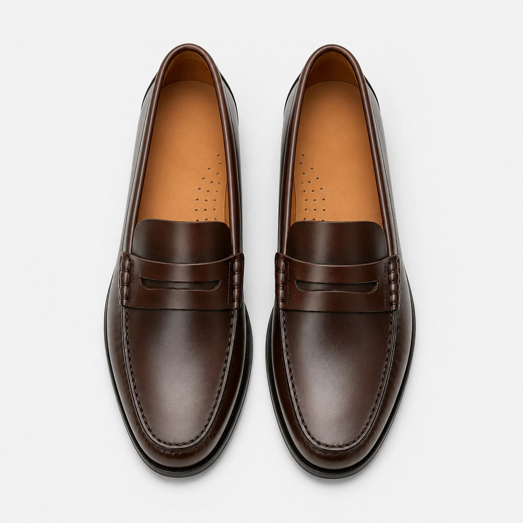 Mocassin Homme Cuir Marron Vernis à Talon | Orion