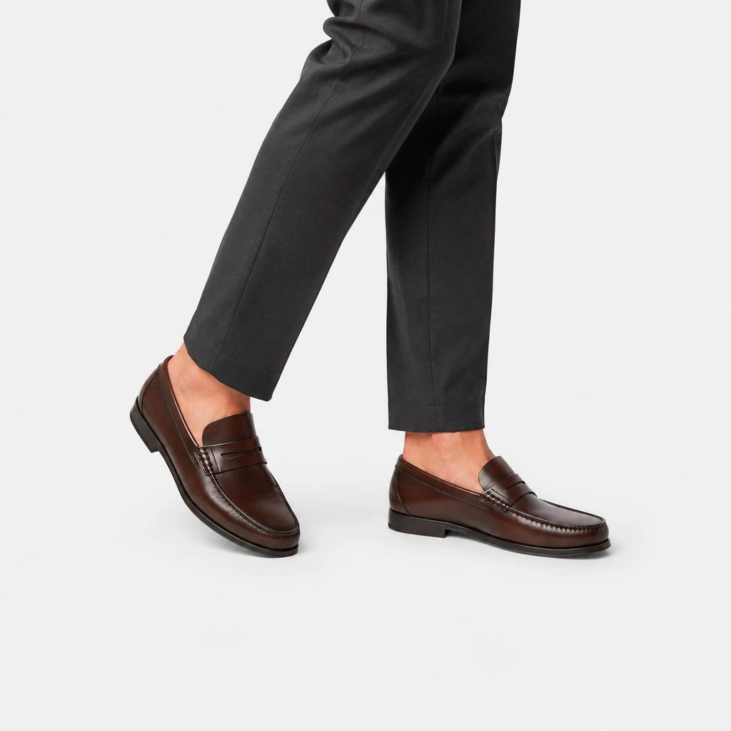 Mocassin Homme Cuir Marron Vernis à Talon | Orion