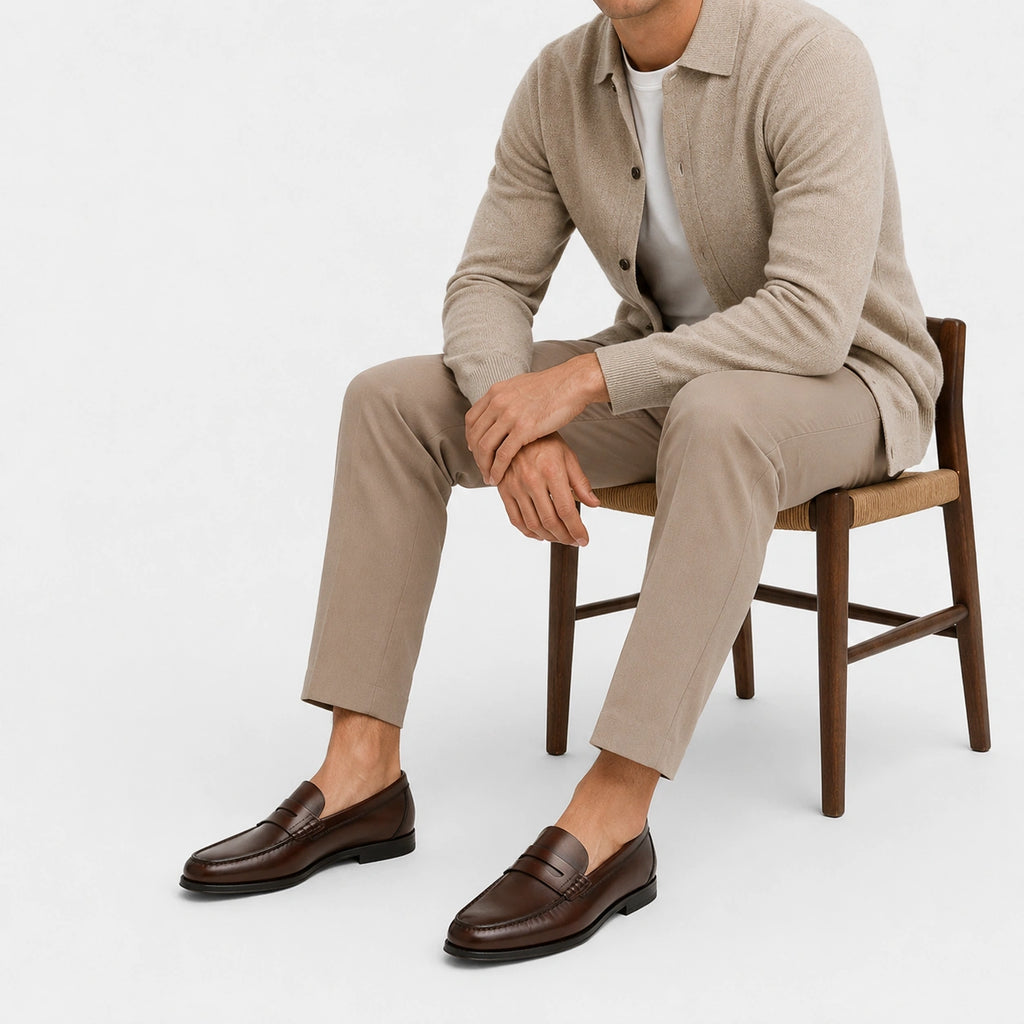 Mocassin Homme Cuir Marron Vernis à Talon | Orion