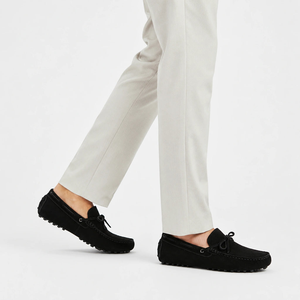 Mocassin en Nubuck Noir à Lacet pour Homme | Patrick