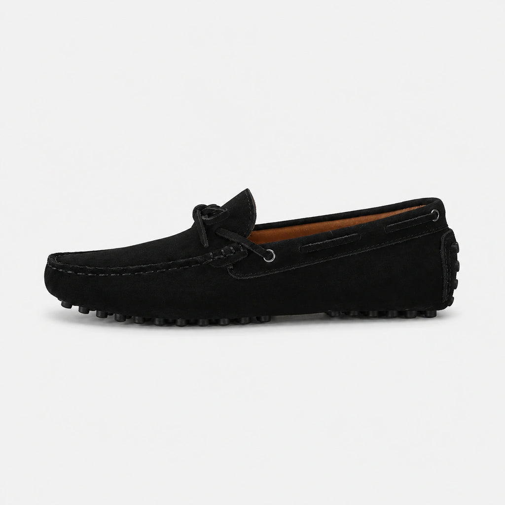 Mocassin en Nubuck Noir à Lacet pour Homme | Patrick