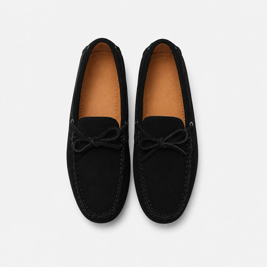 Mocassin en Nubuck Noir à Lacet pour Homme | Patrick