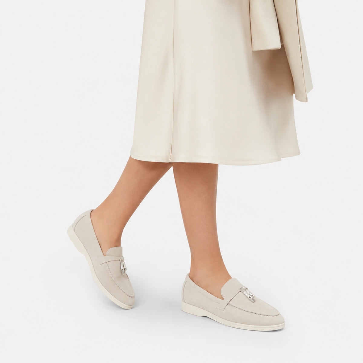 Mocassin en Daim Beige à Gland | Pierre