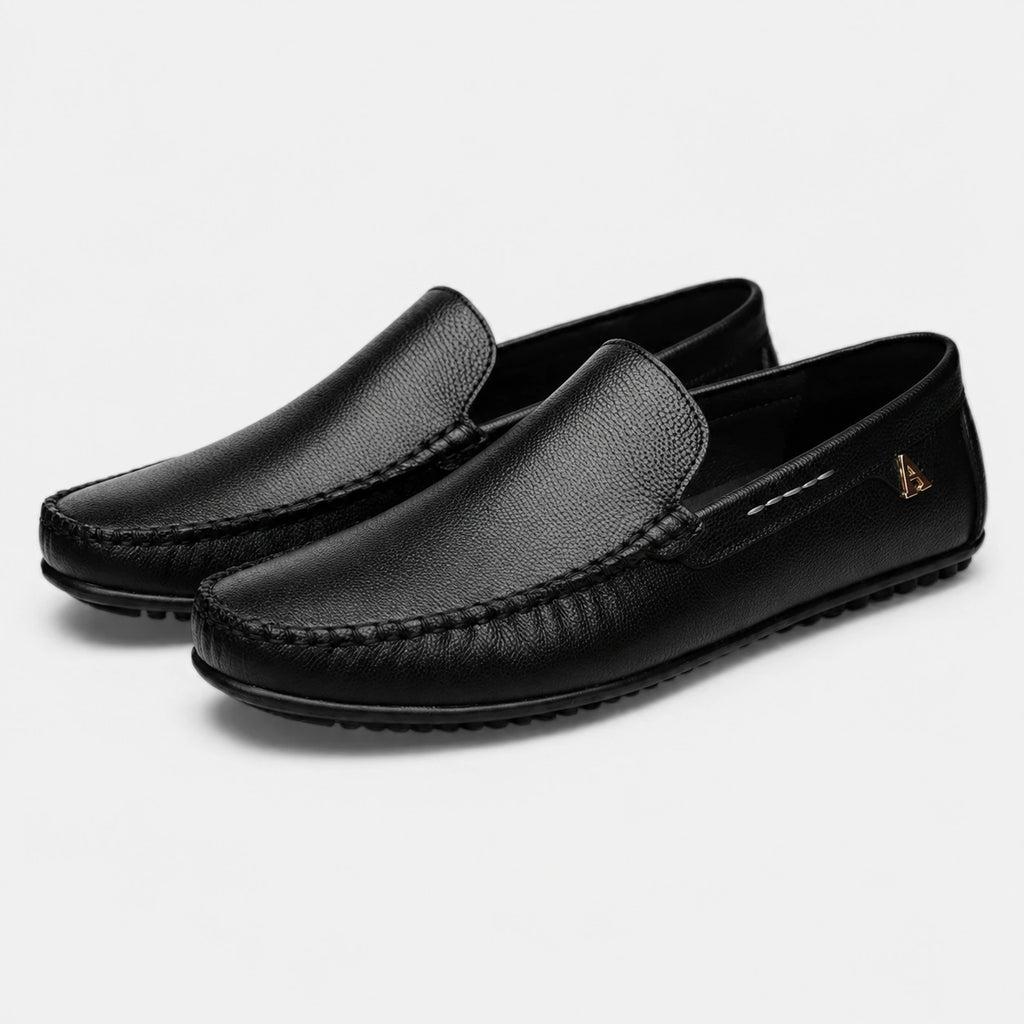 Mocassin en Cuir Noir pour Bateau Homme | Rufin