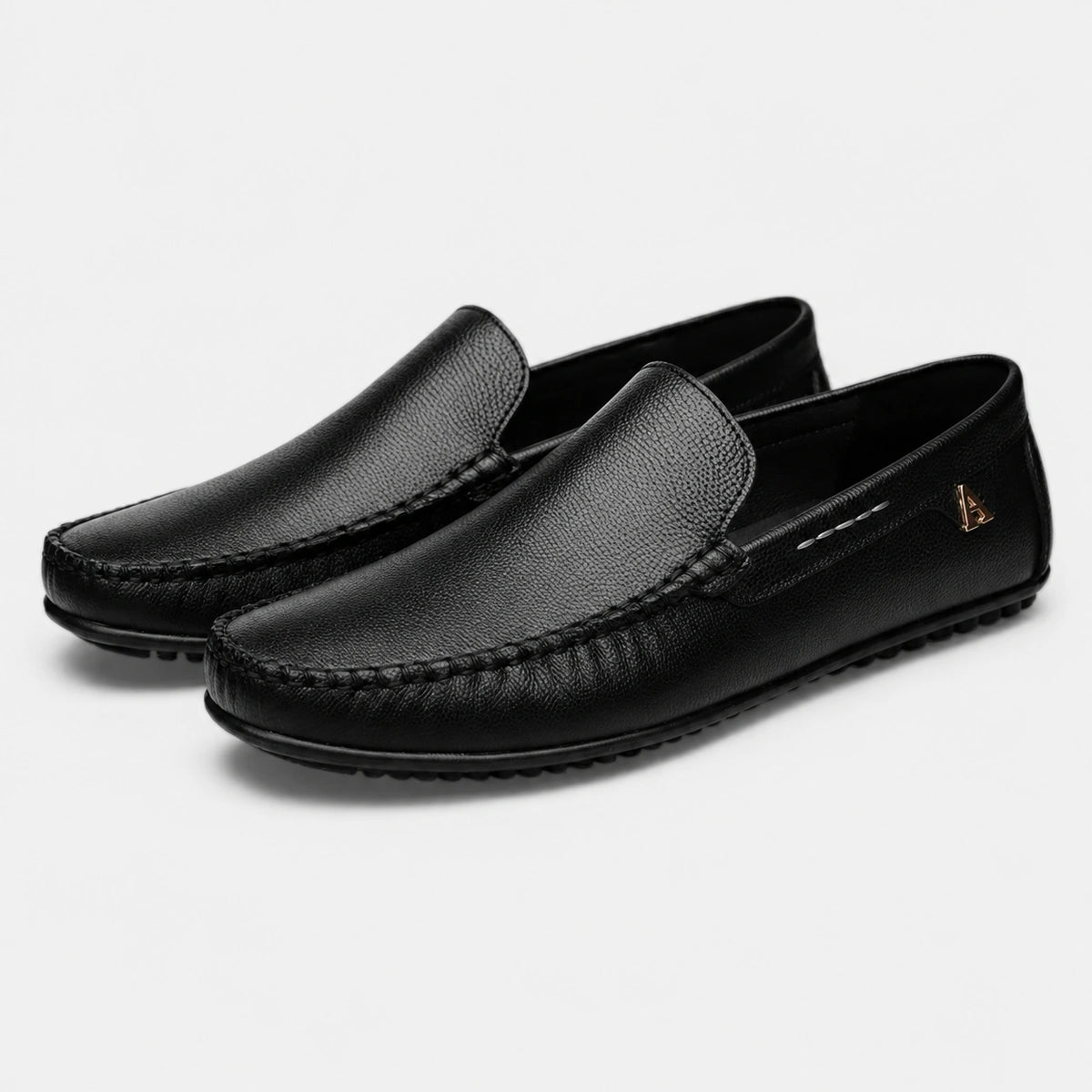 Mocassin en Cuir Noir pour Bateau Homme | Rufin