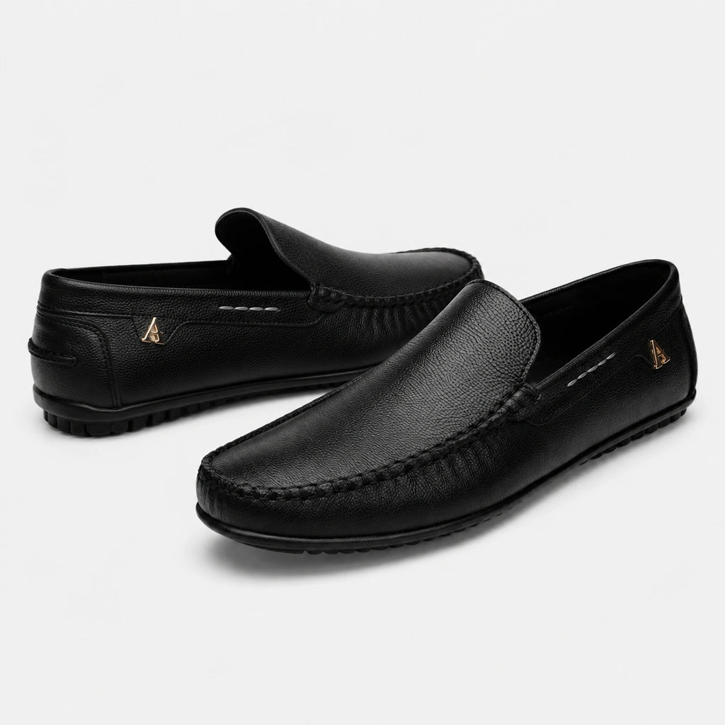 Mocassin en Cuir Noir pour Bateau Homme | Rufin