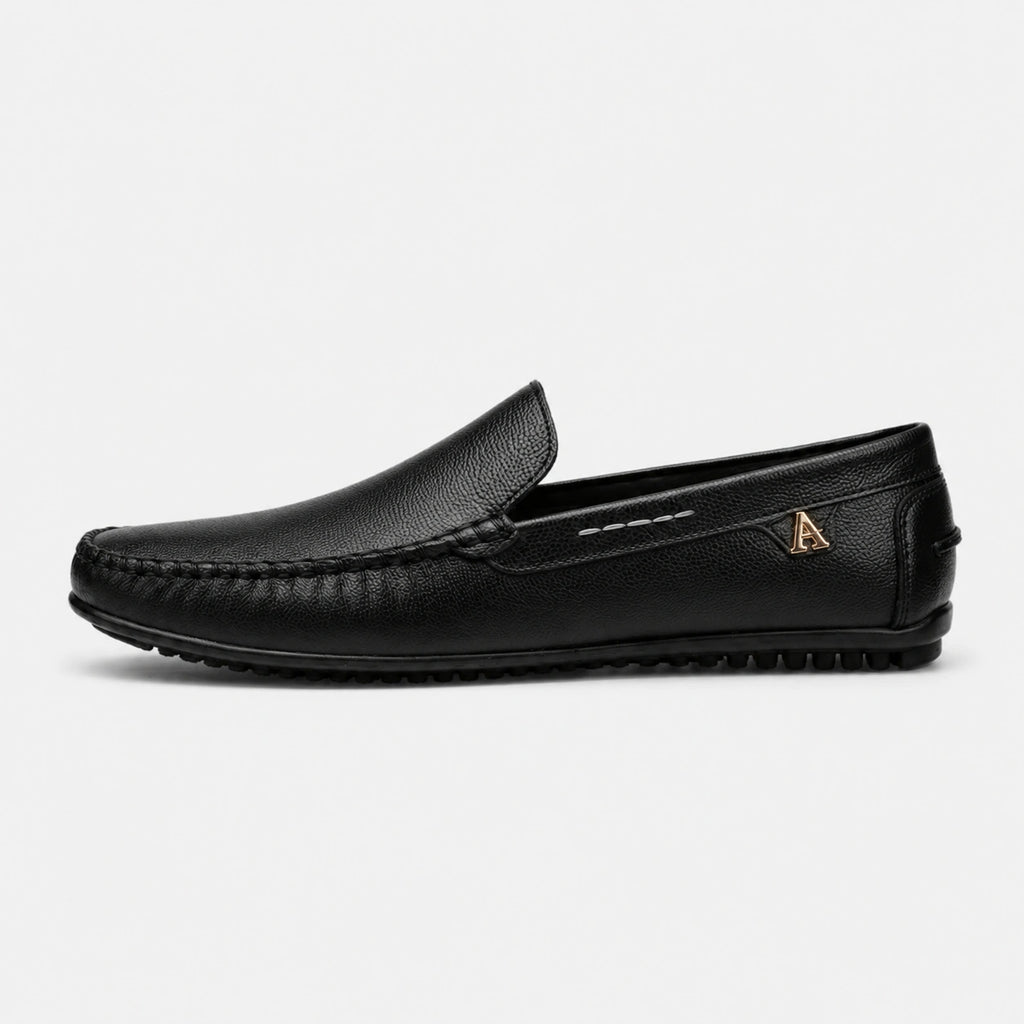 Mocassin en Cuir Noir pour Bateau Homme | Rufin