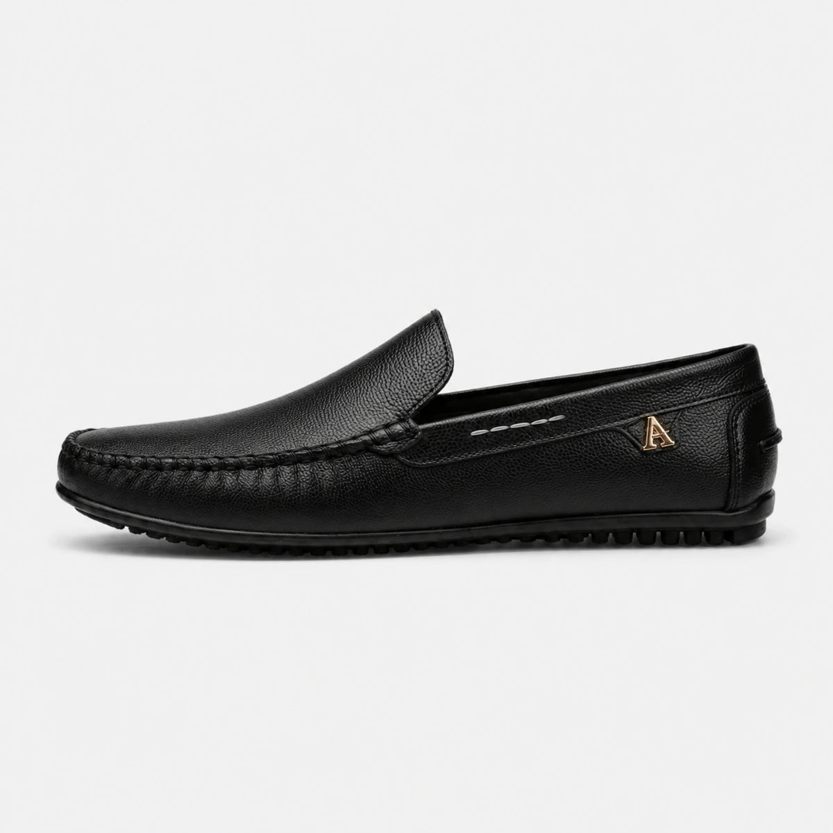Mocassin en Cuir Noir pour Bateau Homme | Rufin