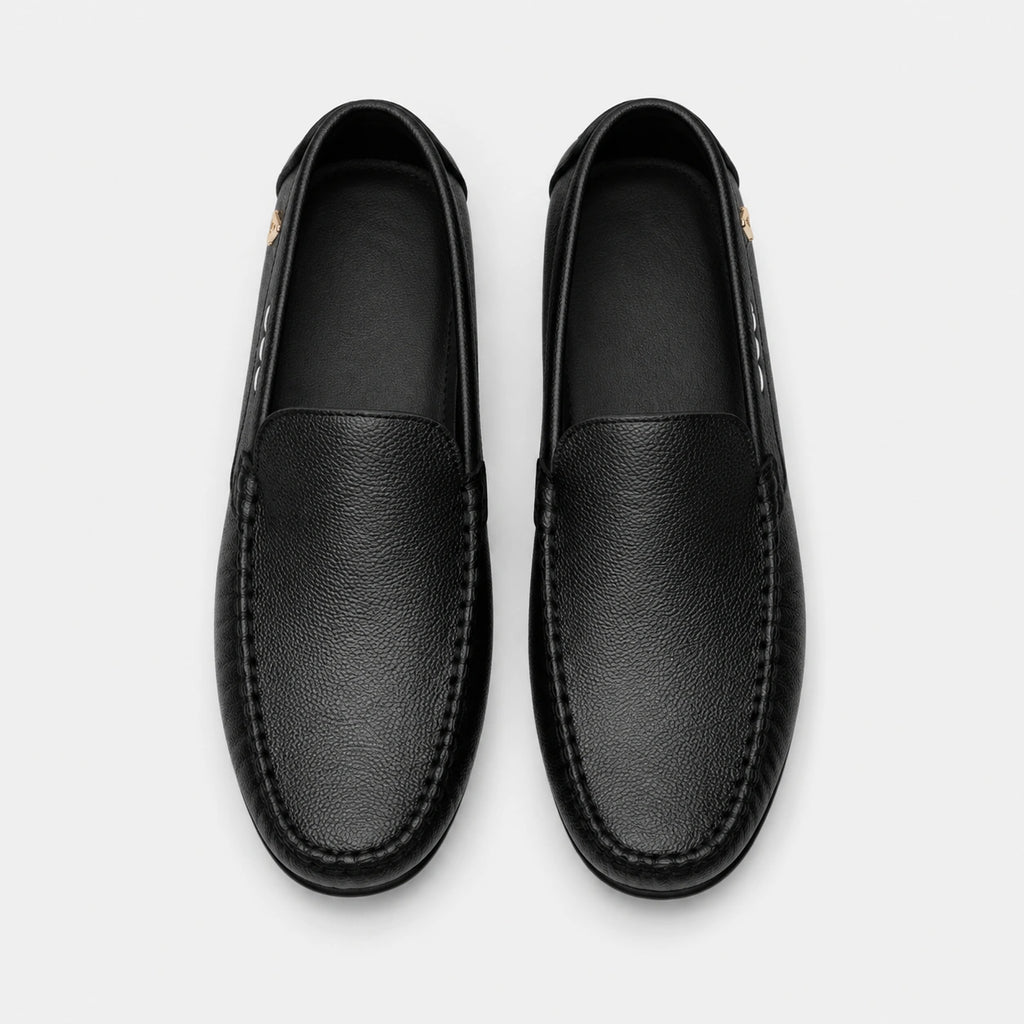 Mocassin en Cuir Noir pour Bateau Homme | Rufin
