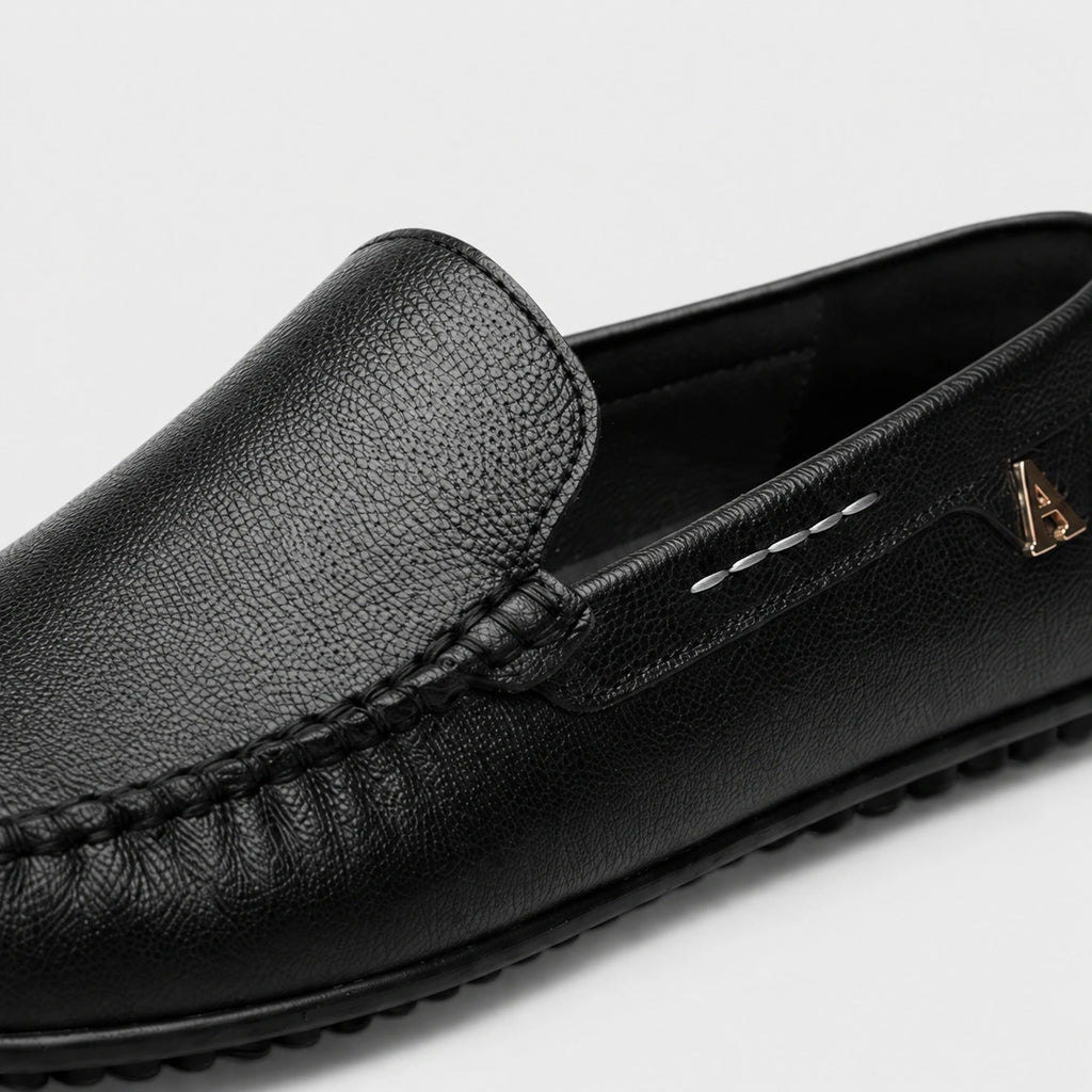 Mocassin en Cuir Noir pour Bateau Homme | Rufin