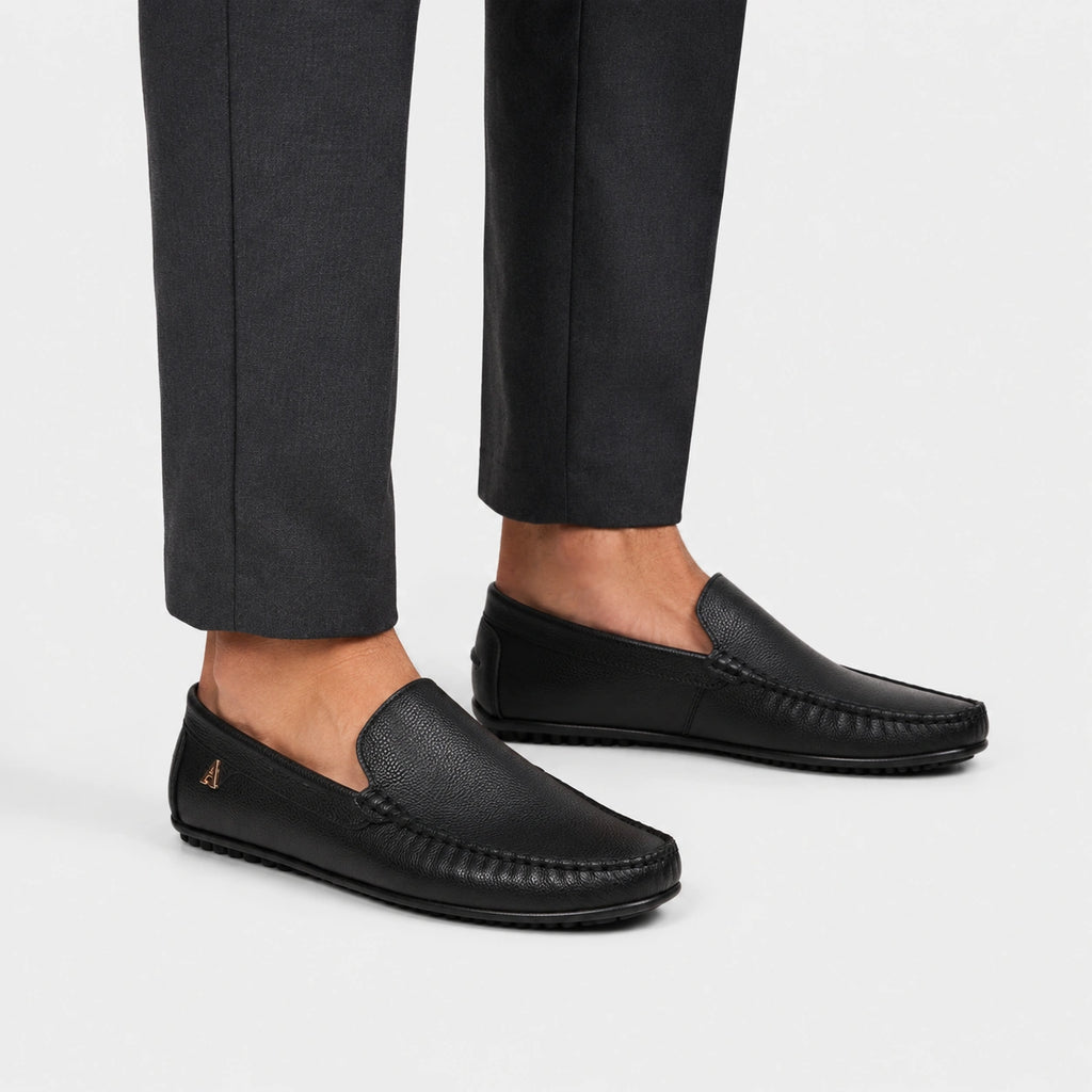 Mocassin en Cuir Noir pour Bateau Homme | Rufin
