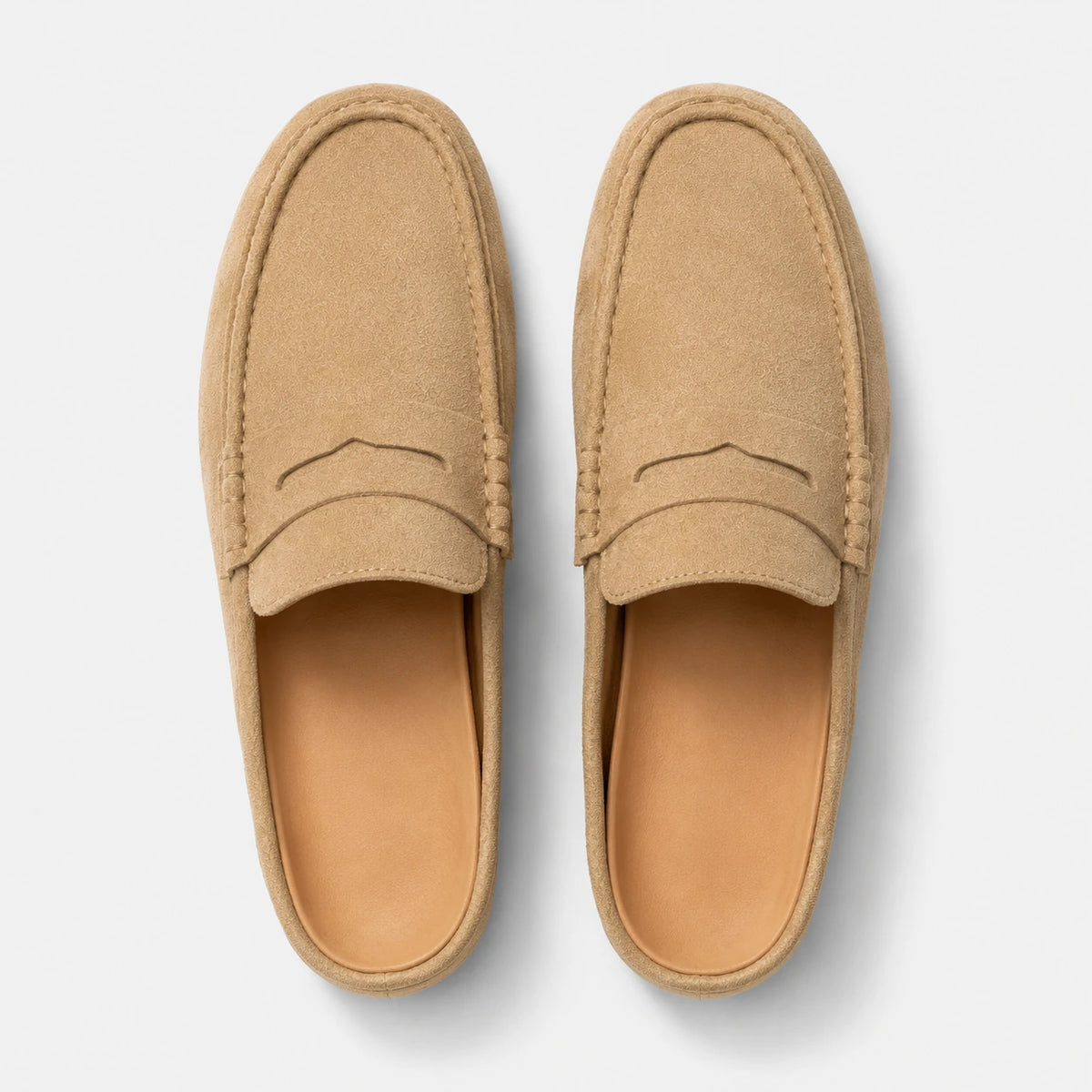 Chausson Mocassin Mule Ouvert en Daim Beige | Sasha